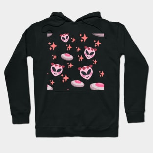 pink alien and ufo pattern Hoodie